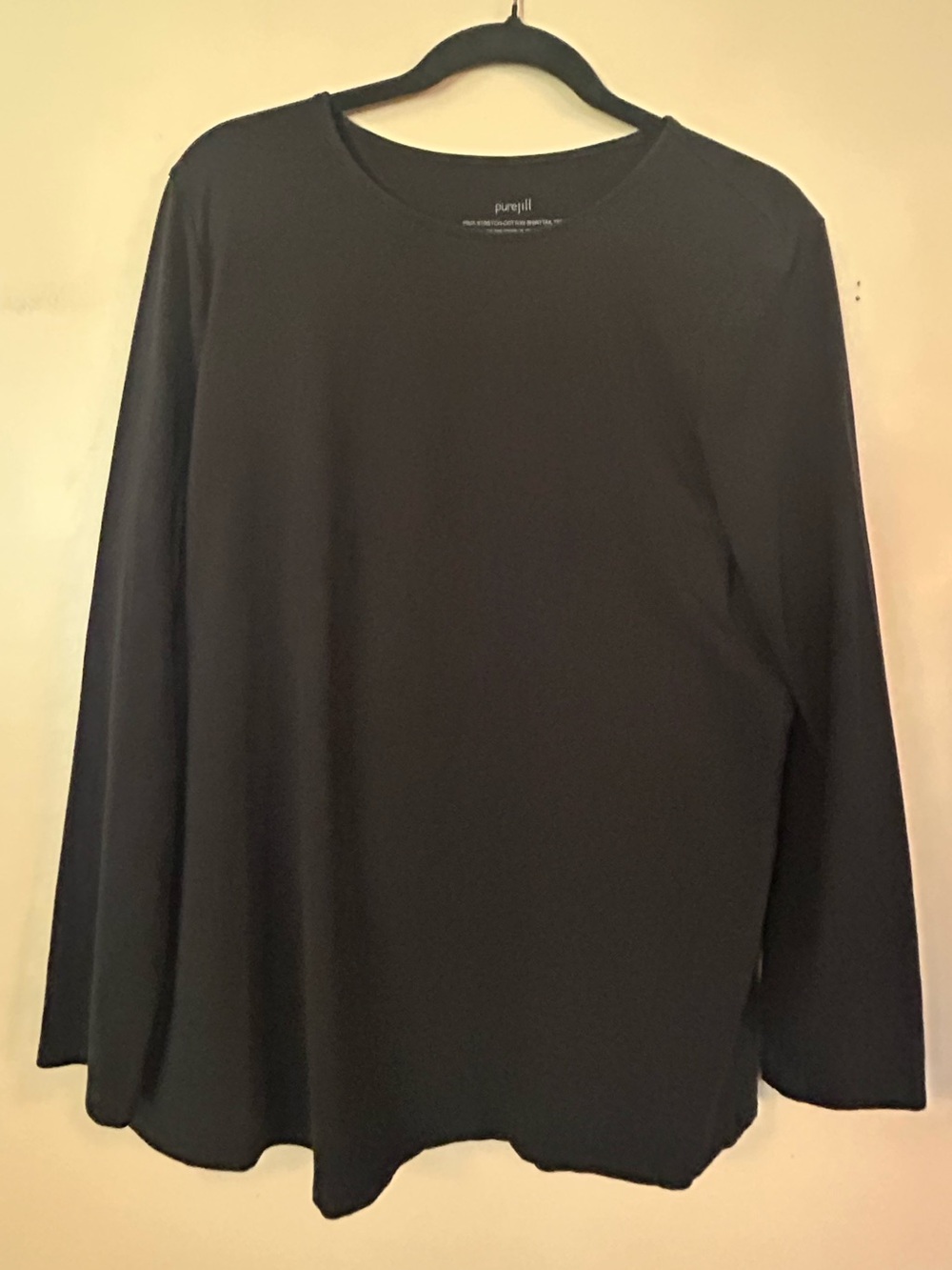 Pure Jill Pima Stretch Cotton Shirttail Tee Black Size L